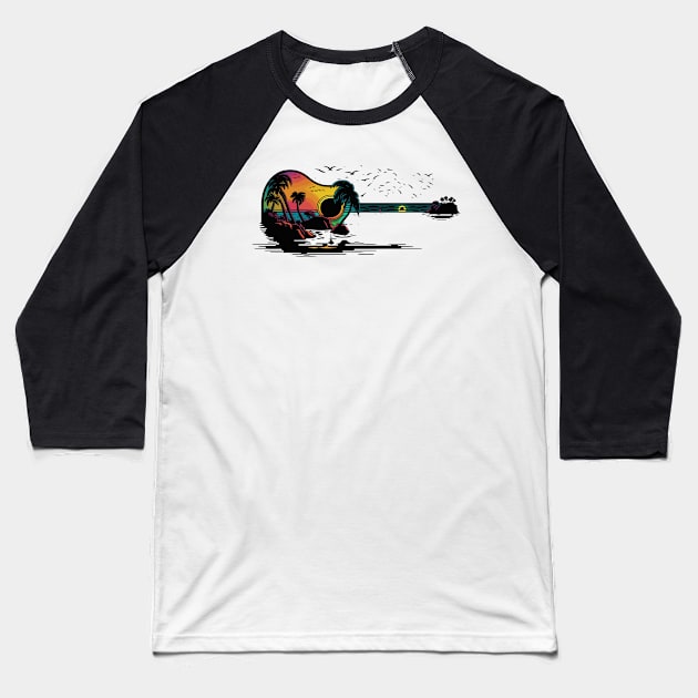 Vintage Retro Guitar Gifts Guitarist Musician Concert Guitar Baseball T-Shirt by KsuAnn